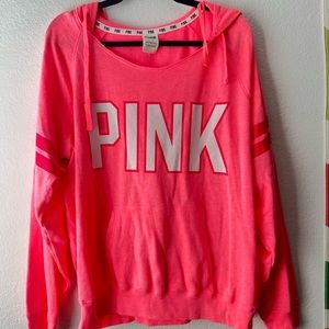 Pink Victorias Secret pink and white hoodie size L